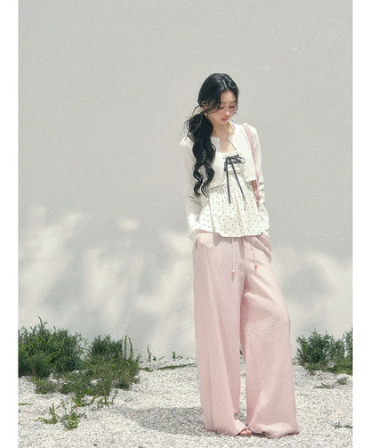 Wide-Leg Embroidered Pants