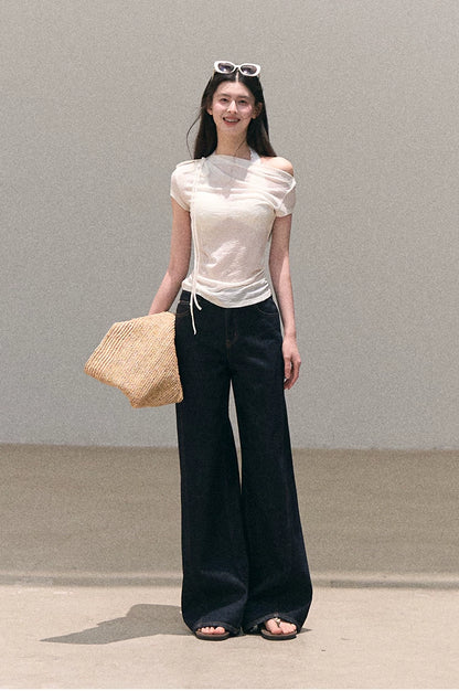 Washed Denim Wide-Leg Set