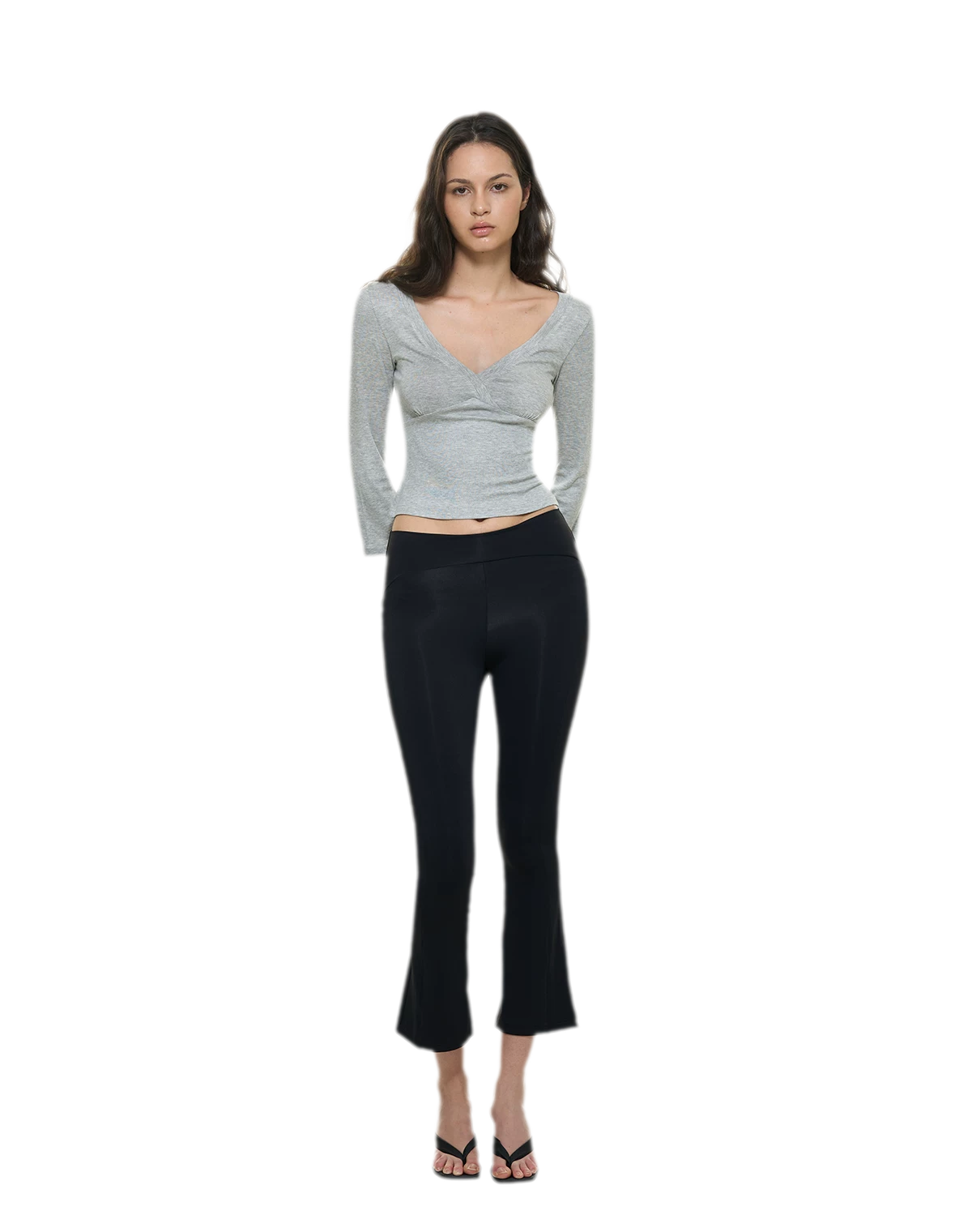 Crossfront Ribbed V-Neck Top