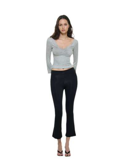 Crossfront Ribbed V-Neck Top