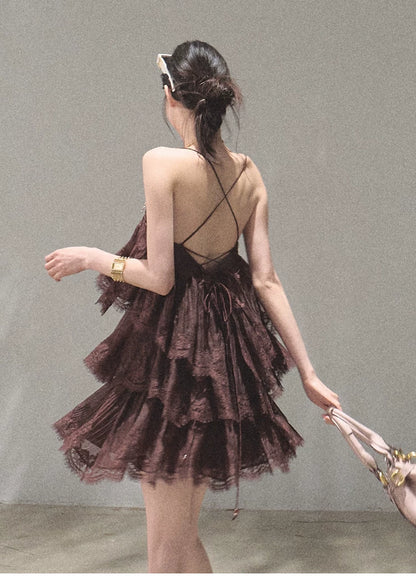 Textured Lace Trim Dress
