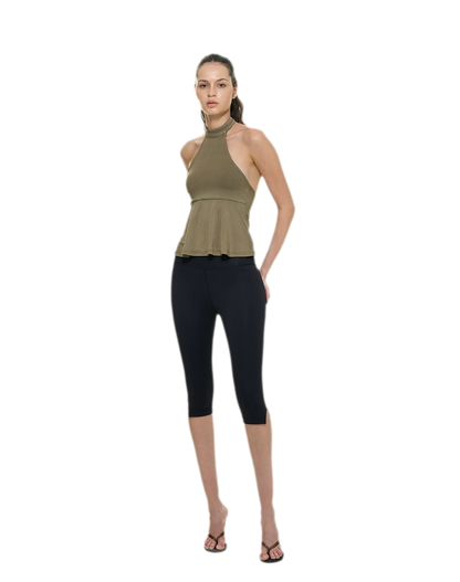 Bare-Feel Slit Capri Pants