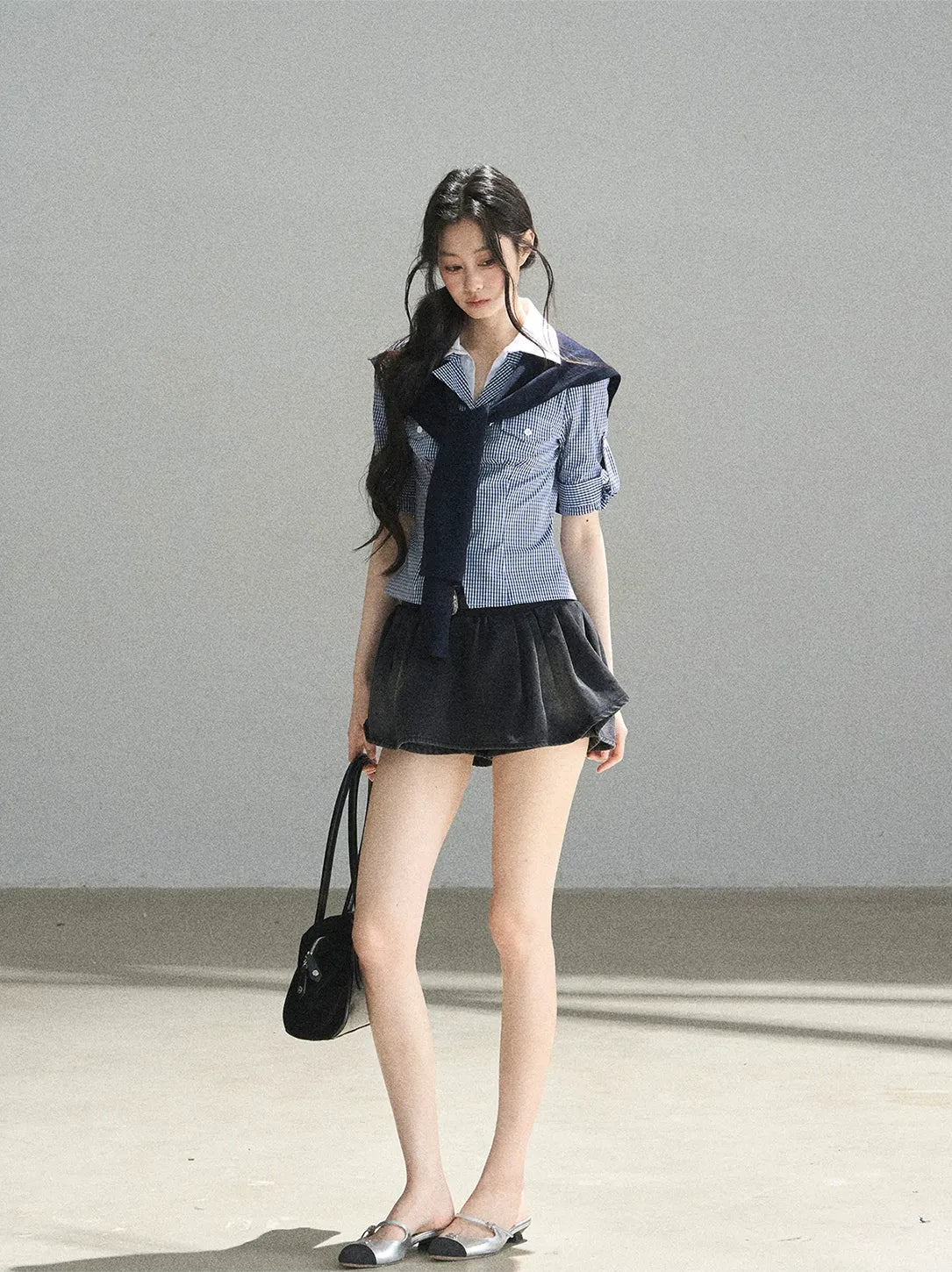 Washed Denim A-Line Skirt