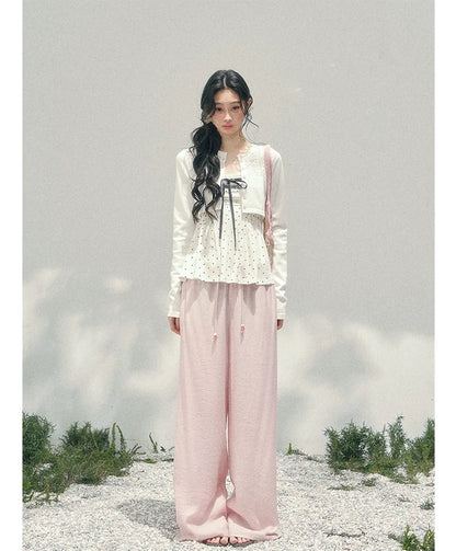 Wide-Leg Embroidered Pants