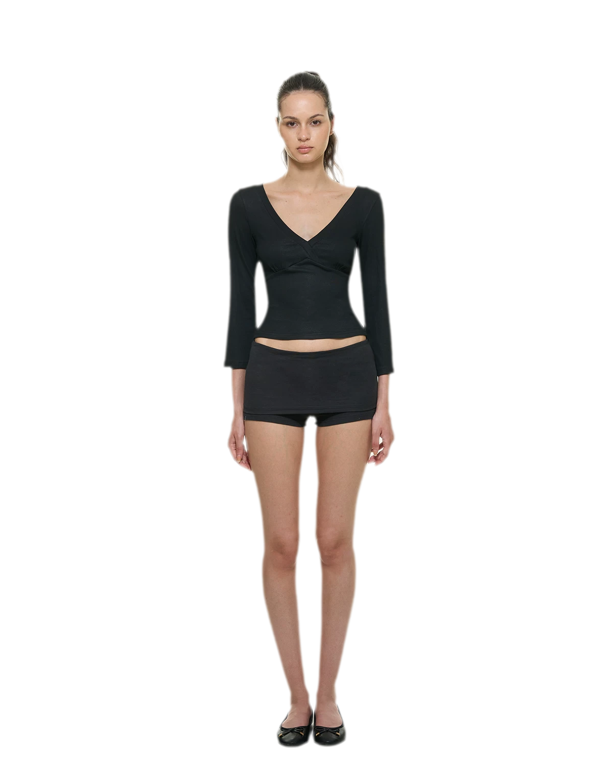 Crossfront Ribbed V-Neck Top