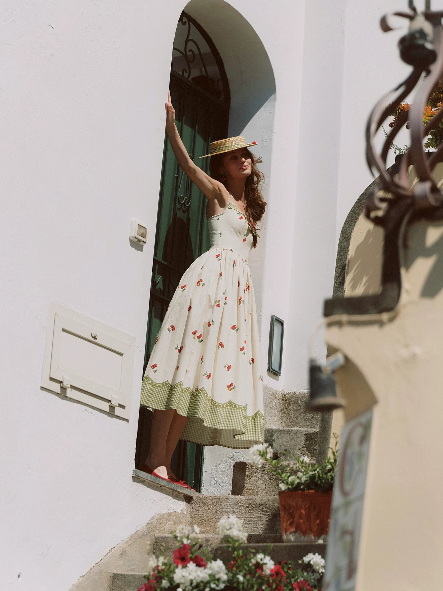 Cherry Print Fitted Dress