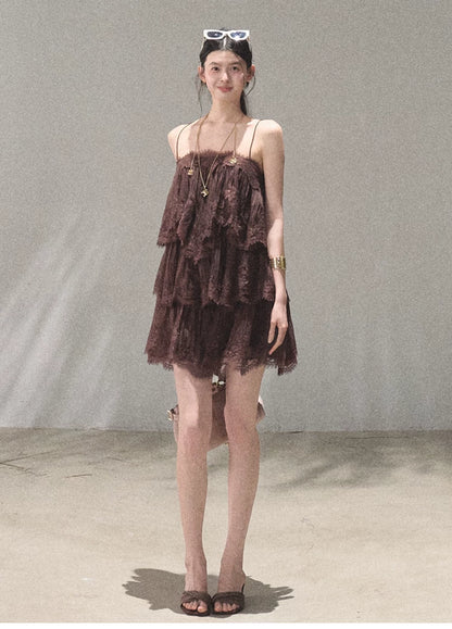 Textured Lace Trim Dress