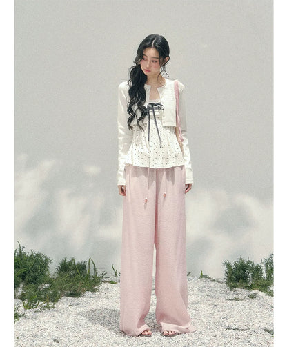 Wide-Leg Embroidered Pants