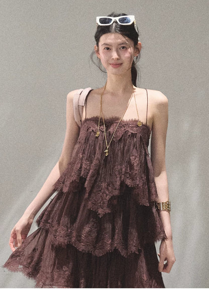 Textured Lace Trim Dress