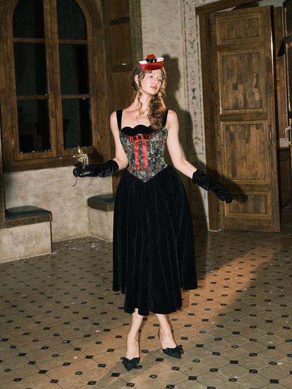 Floral Jacquard Corset Dress