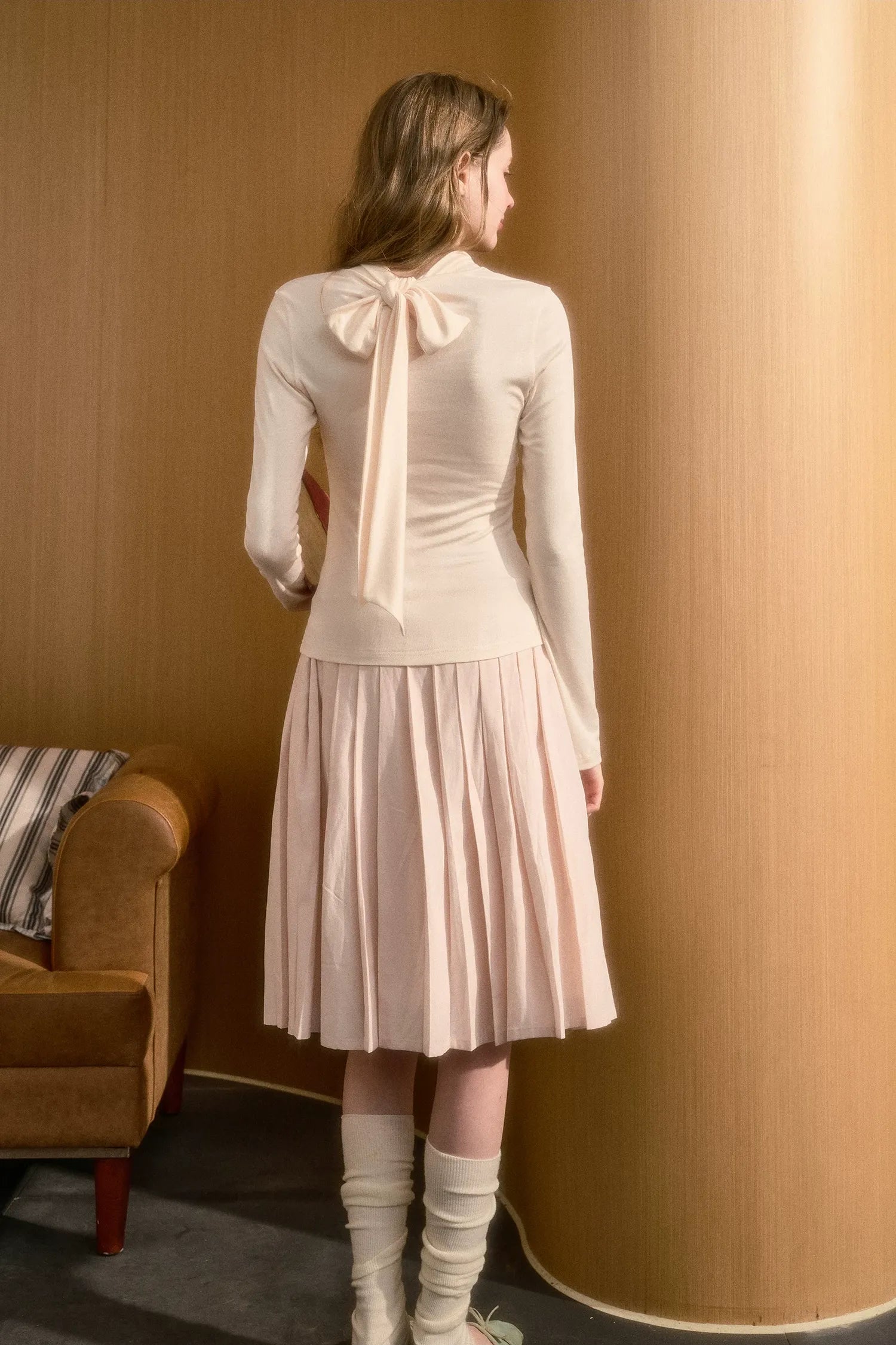 Pleated Printed A-Line Skirt