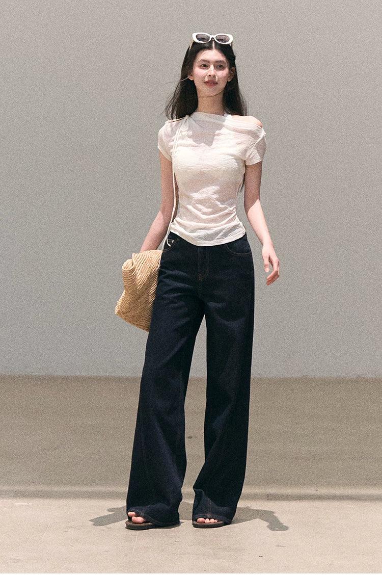 Washed Denim Wide-Leg Set