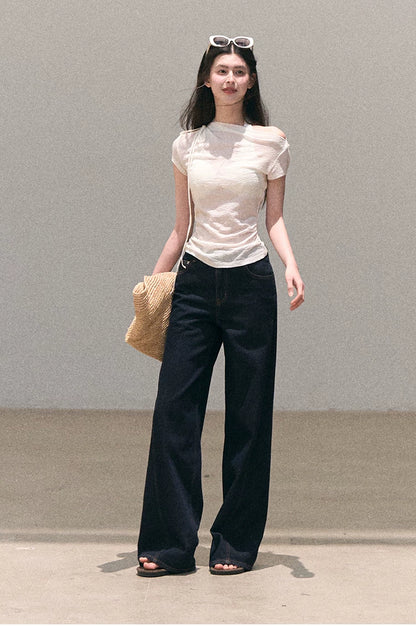 Washed Denim Wide-Leg Set