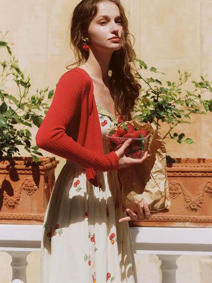 Cherry Print Fitted Dress