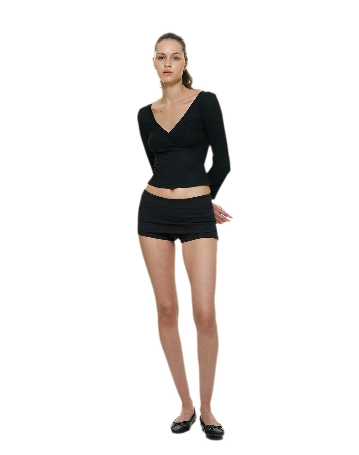 Crossfront Ribbed V-Neck Top