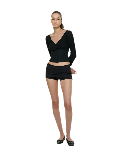 Crossfront Ribbed V-Neck Top