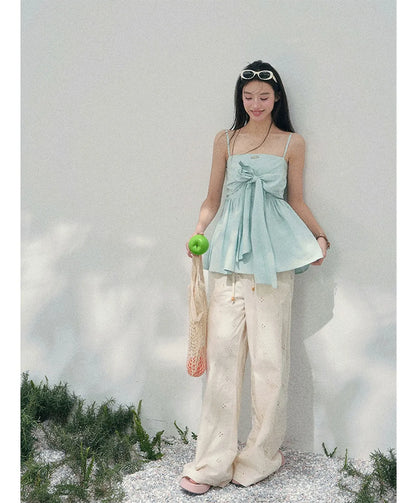 Wide-Leg Embroidered Pants