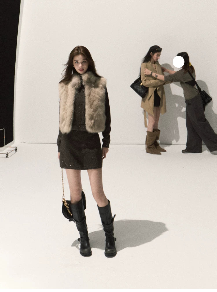 Vêtement d’extérieur en fourrure de renard bicolore