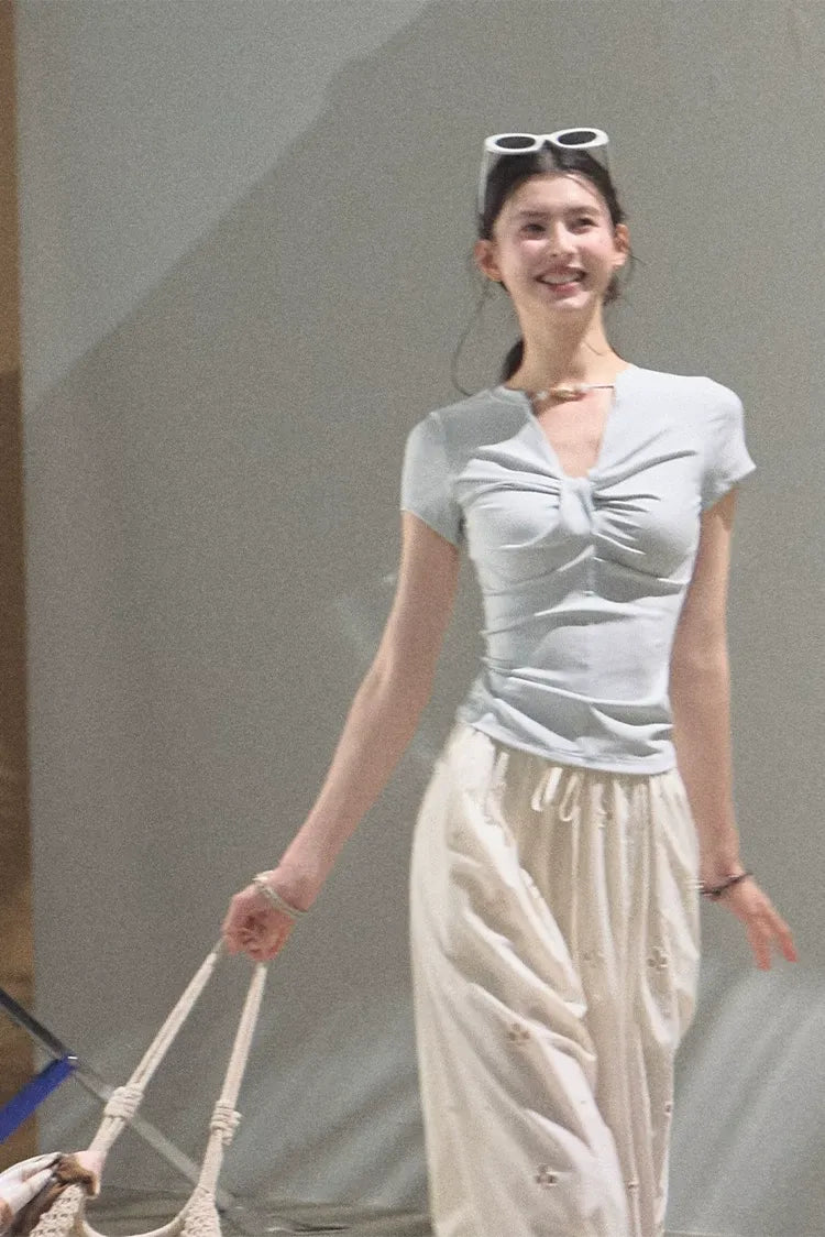Cotton Eyelet Wide-Leg Pants