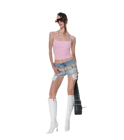 Washed Distressed Denim Shorts