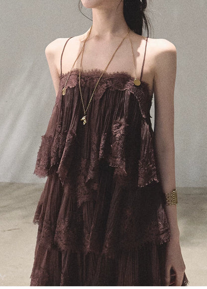 Textured Lace Trim Dress