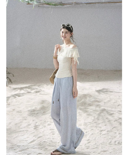 Lace One-Shoulder Crop Tee
