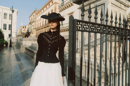 Lace Trim Victorian Midi Dress