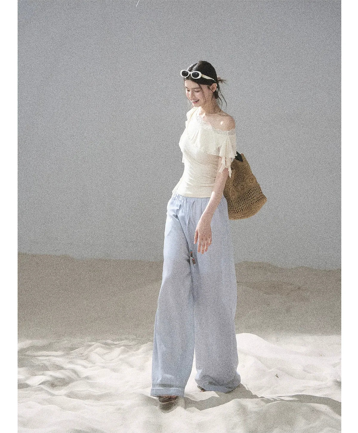 Lace One-Shoulder Crop Tee