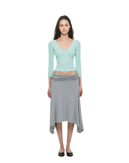 Crossfront Ribbed V-Neck Top