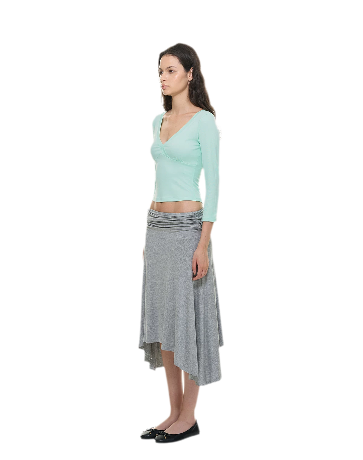 Crossfront Ribbed V-Neck Top