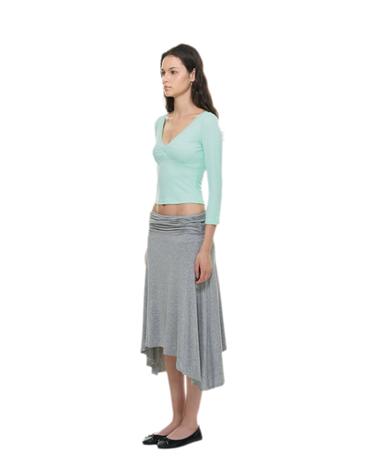 Crossfront Ribbed V-Neck Top