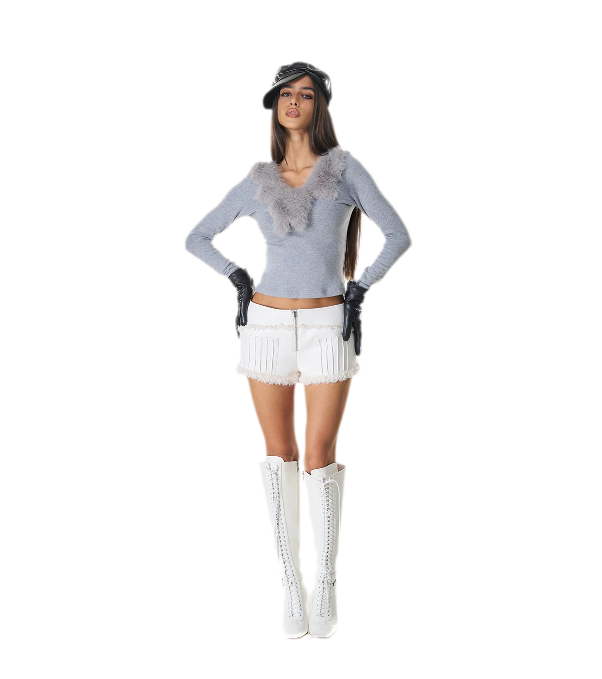 Reversible Fur Leather Cropped Jacket
