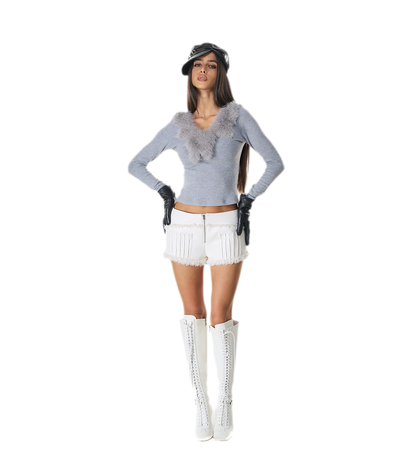 Reversible Fur Leather Cropped Jacket