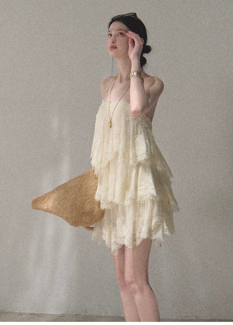Textured Lace Trim Dress