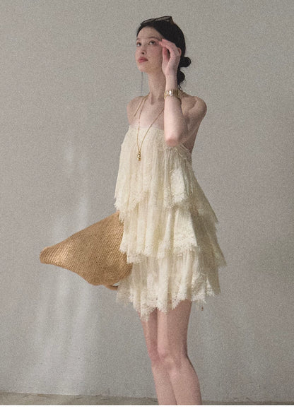 Textured Lace Trim Dress