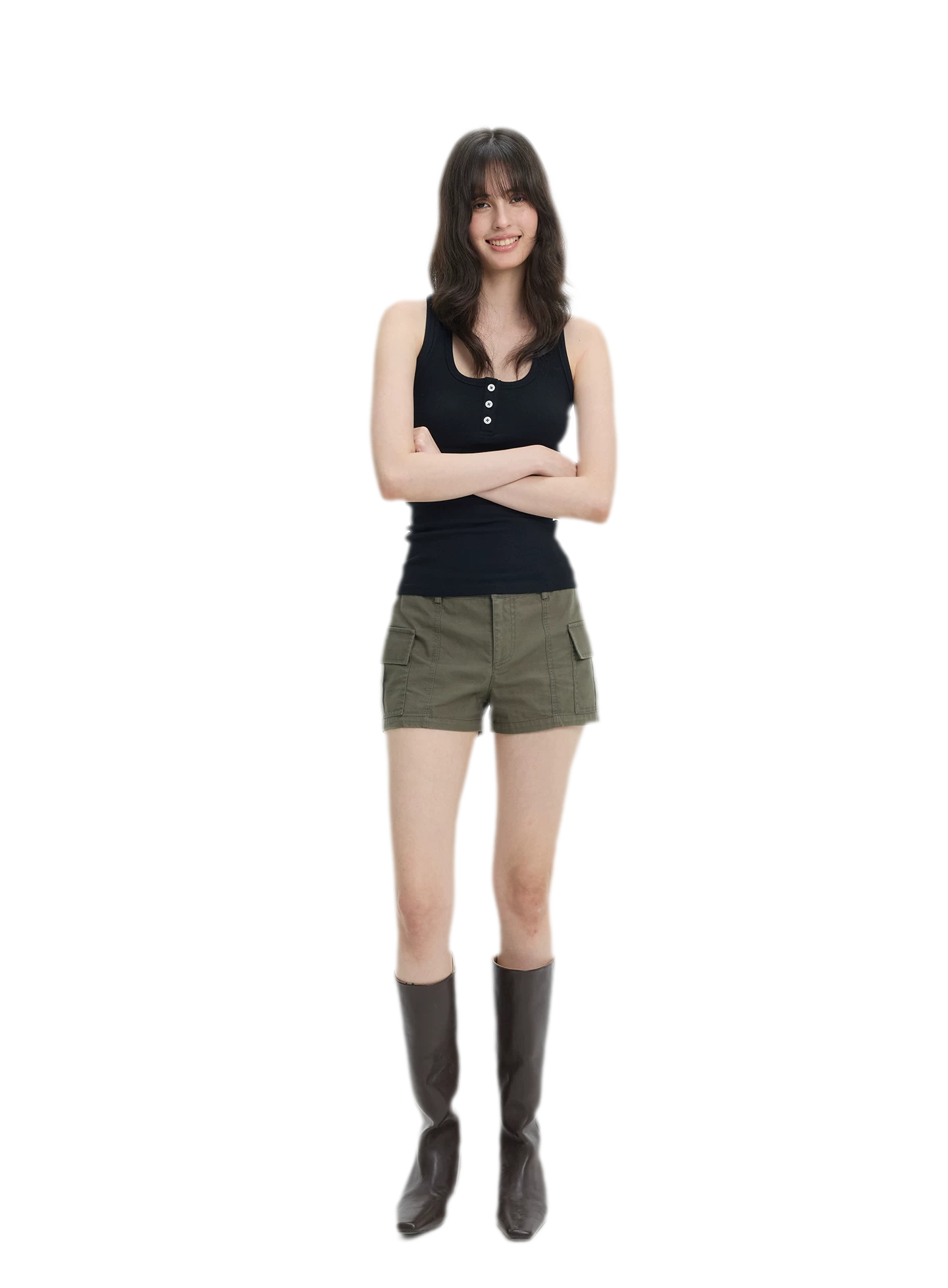 Ribbed Slim-Fit Henley Tank