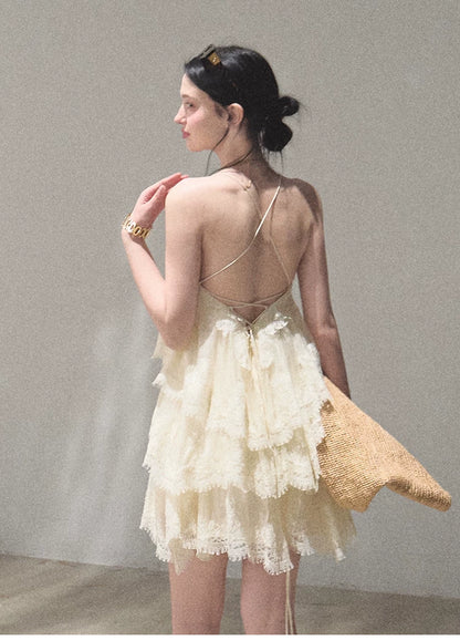 Textured Lace Trim Dress