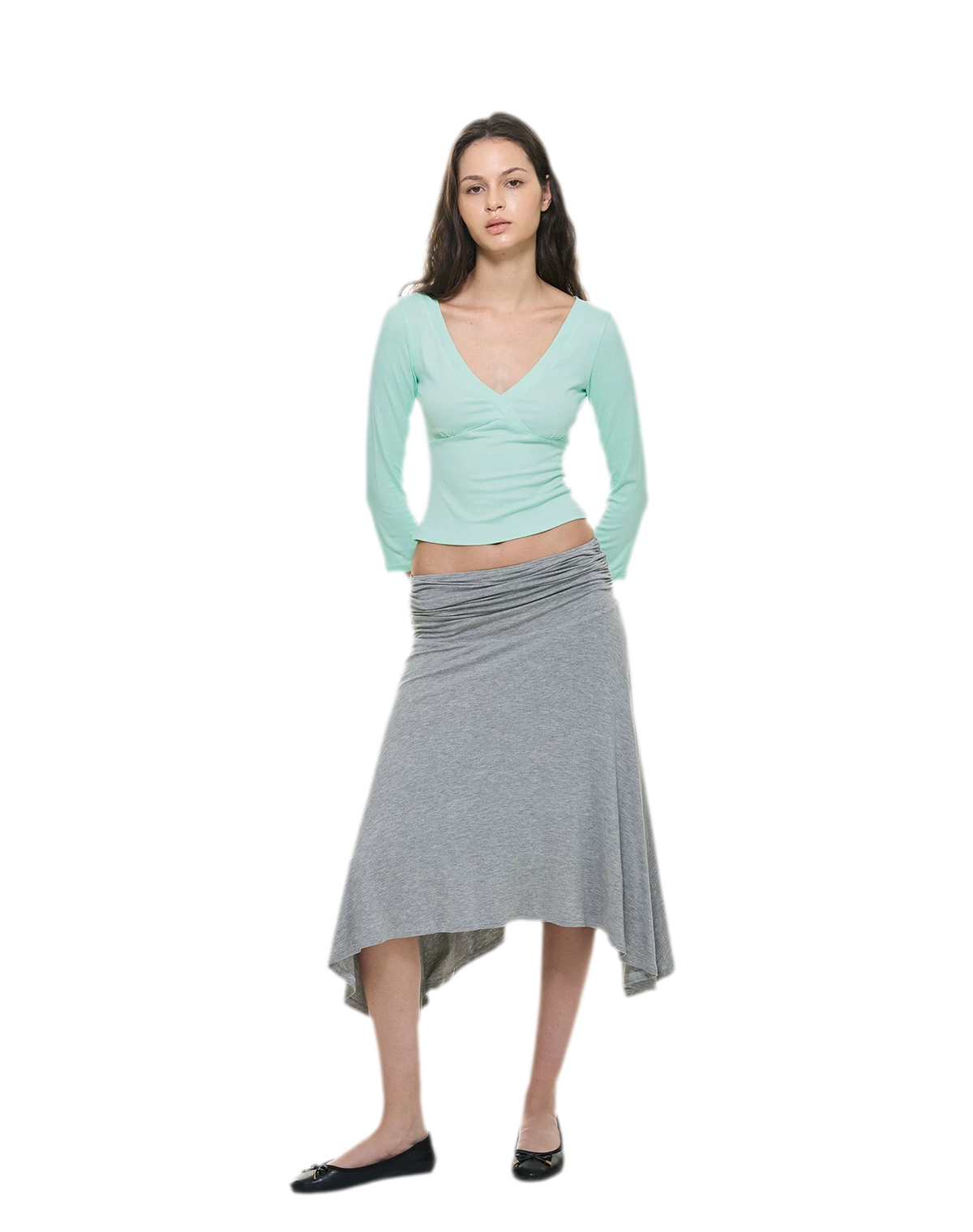 Crossfront Ribbed V-Neck Top