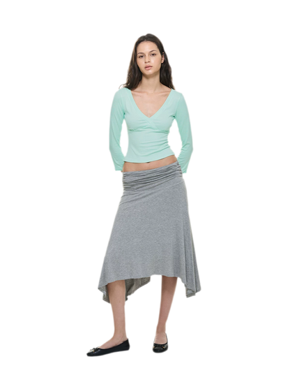 Crossfront Ribbed V-Neck Top