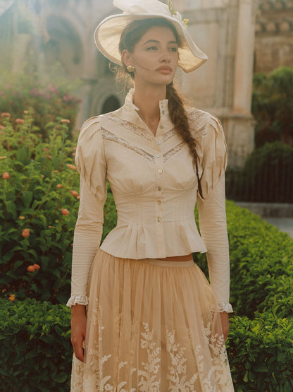 Lace Trim Victorian Midi Dress