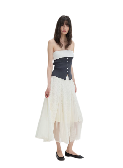 French Colorblock Bandeau Top