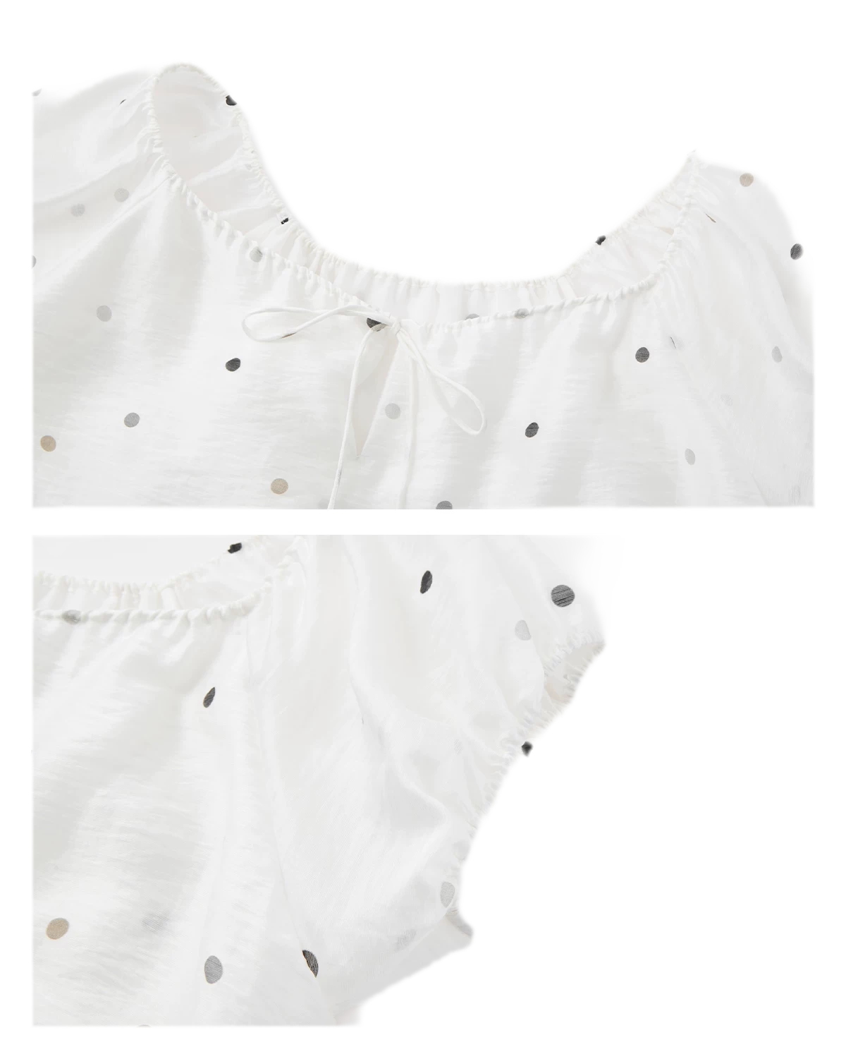 Polka Dot Puff Sleeve Top