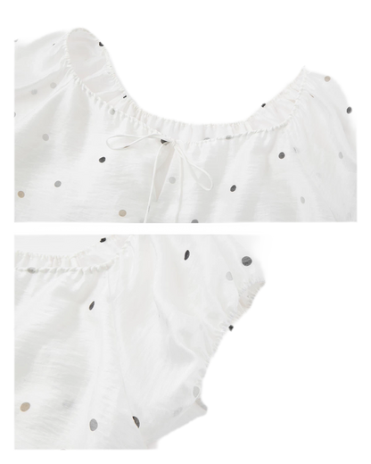 Polka Dot Puff Sleeve Top