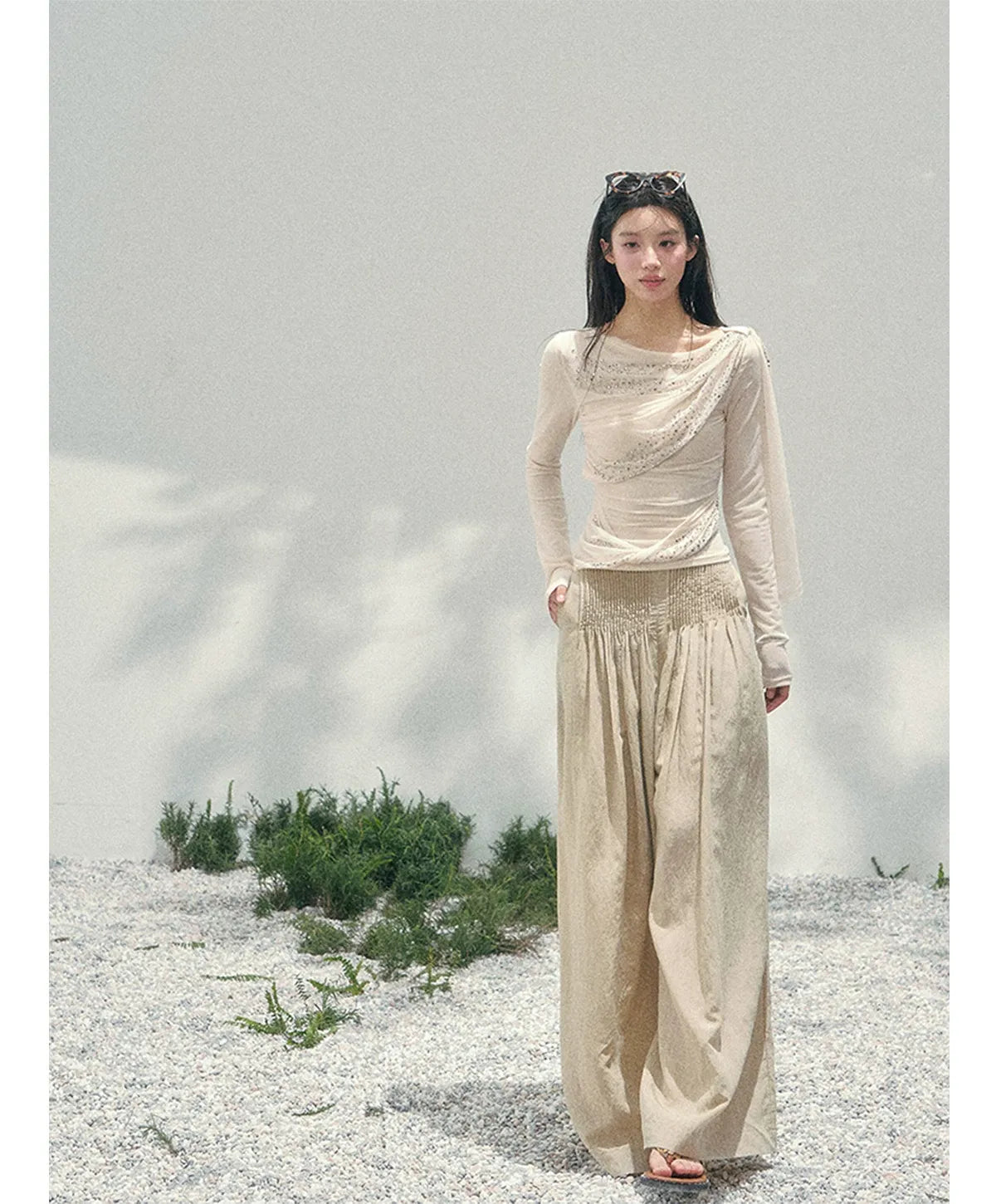 Mesh Drape Rhinestone Top | Final Sale