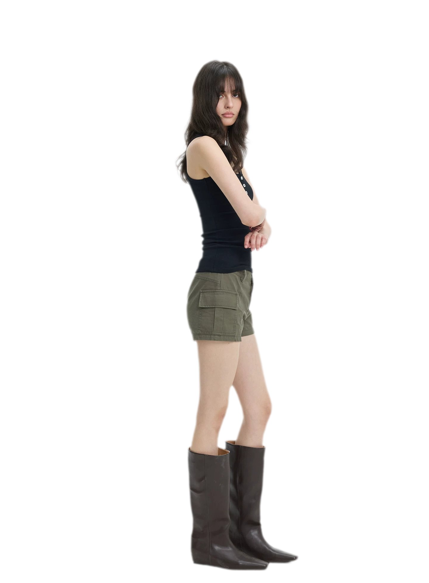 Ribbed Slim-Fit Henley Tank