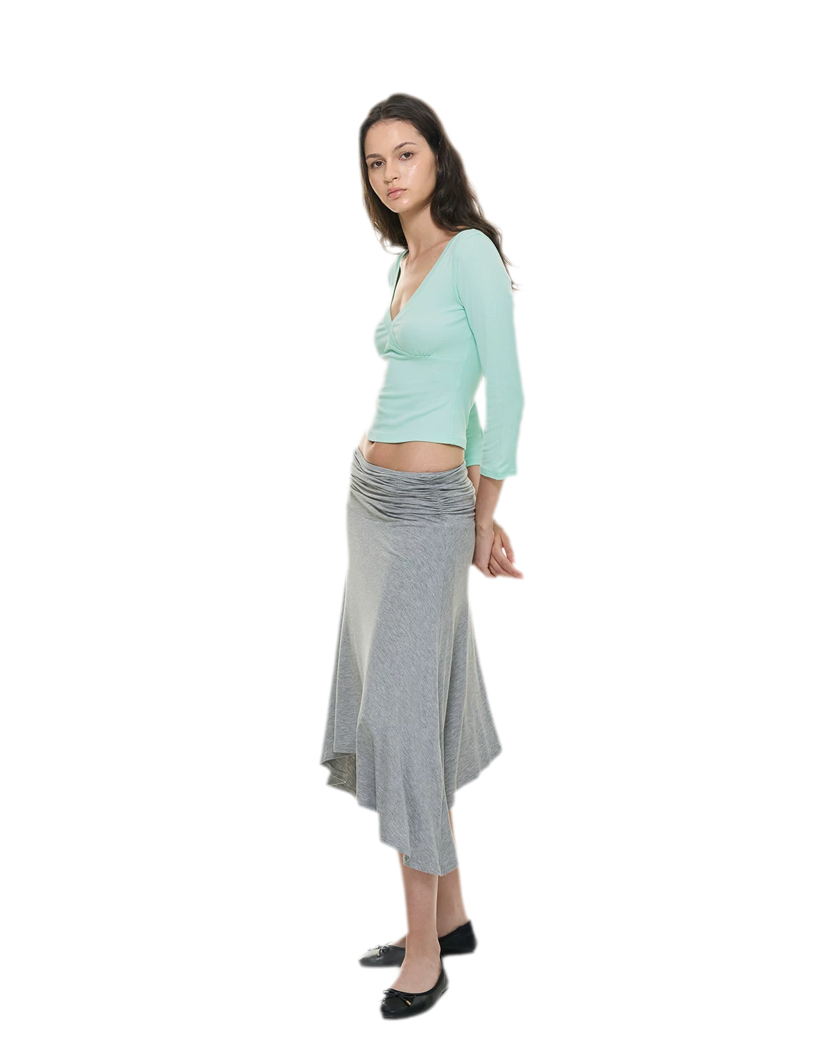 Crossfront Ribbed V-Neck Top