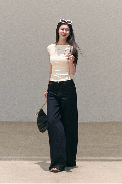 Washed Denim Wide-Leg Set