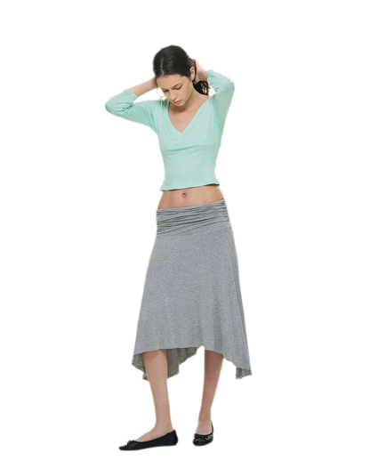 Crossfront Ribbed V-Neck Top
