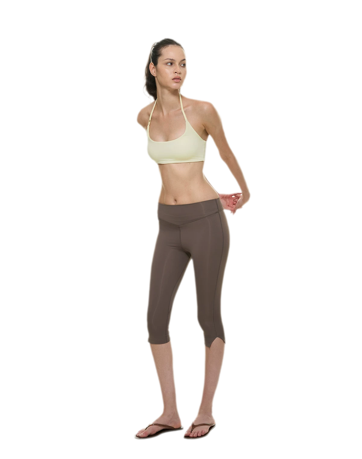 Bare-Feel Slit Capri Pants