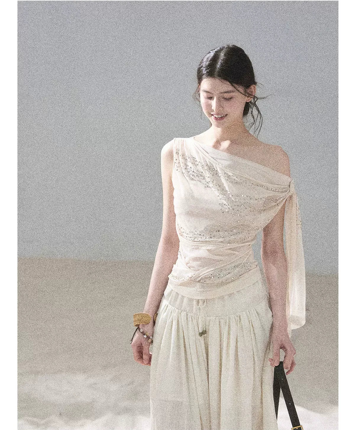 Mesh Drape Rhinestone Top | Final Sale